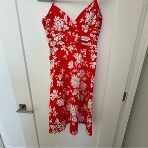 Donna Morgan Coral Dress with Floral Accents
